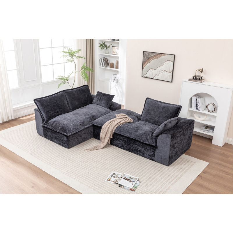 Canapé modulaire 103 po avec méridienne en forme de L, canapé modulaire désossé large de 103 po pour le salon, aucun assemblage requis