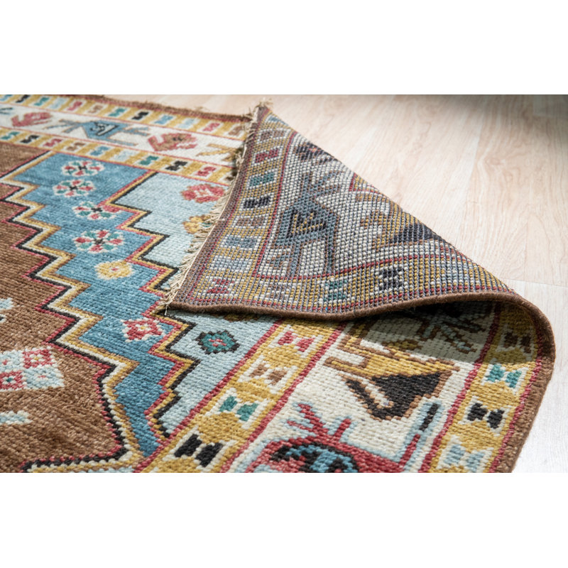 Tapis médaillon traditionnel en laine noué à la main Melih Classic, Rectangulaire 8 pi x 10 pi