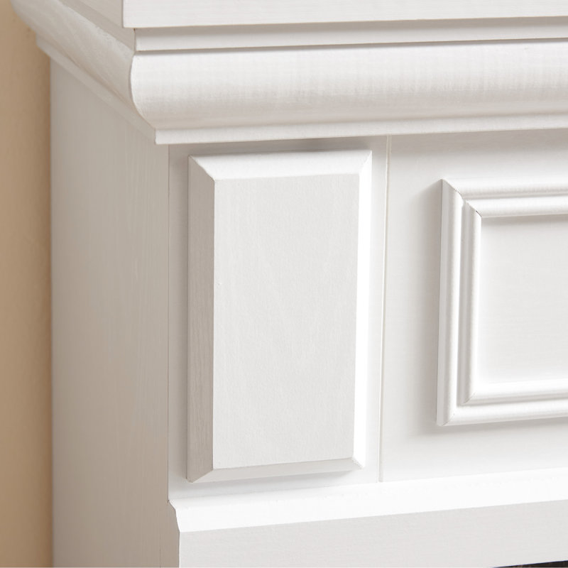 Foyer électrique l 42,36 po x P 14 po en blanc, compact pour les petits espaces, télécommande pour l'utilisateur, niveaux de flamme réglables, élégant et polyvalent, lisse, design 3D, style classique, flammes réalistes - blanc