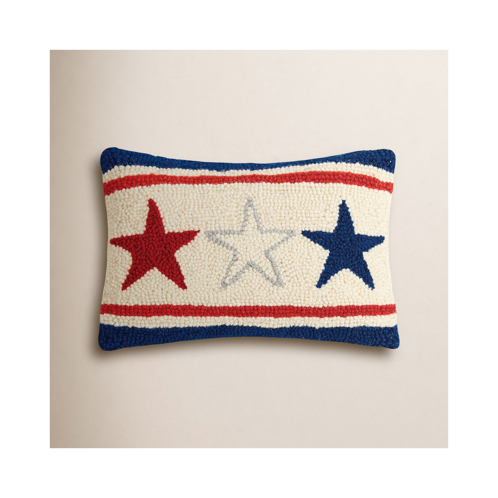Americana Stars Petite-Size Wool Hook Pillow