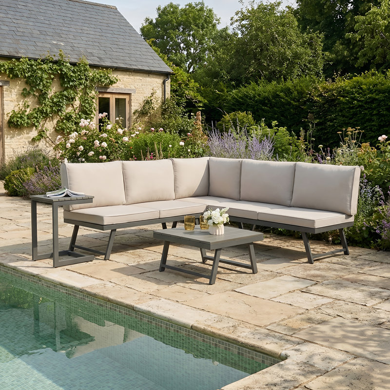 Monaco - Convertible into 2 Sun Loungers - Modular Corner Garden Sofa Set, Grey, Black