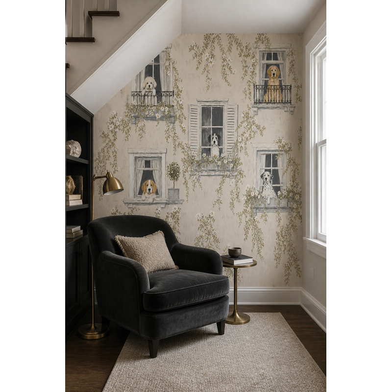 Panneau mural français de style champêtre français, 100"x96", Peel and Stick