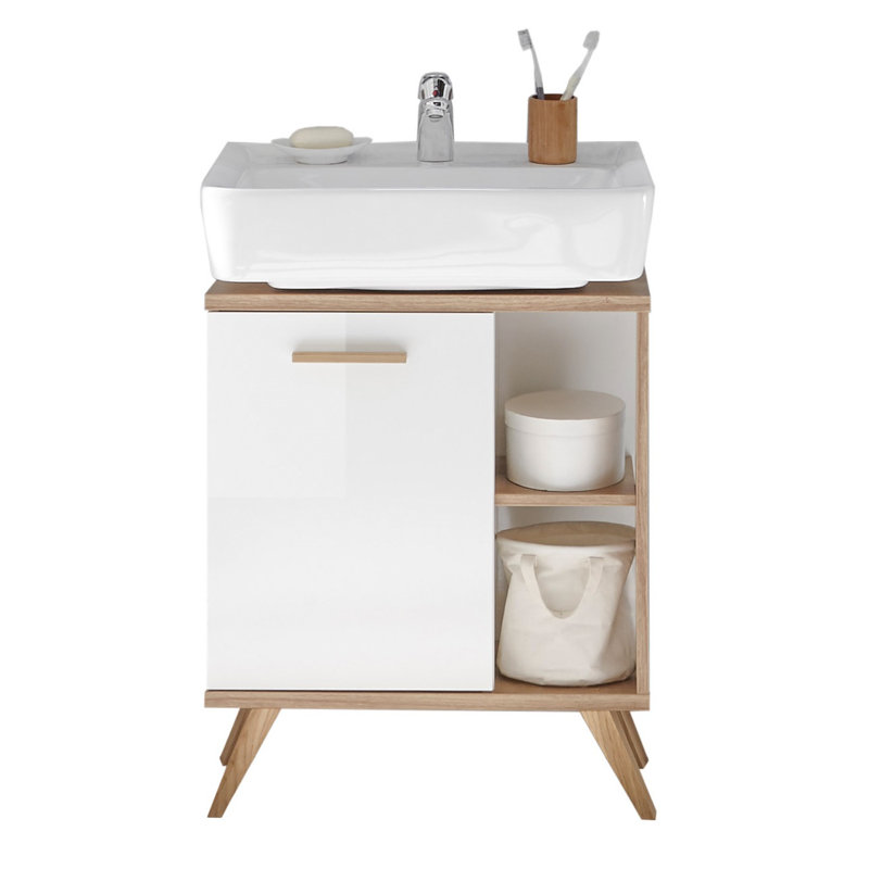 Quickset 923 60.5cm Single Bathroom Vanity Base Only in Glossy White