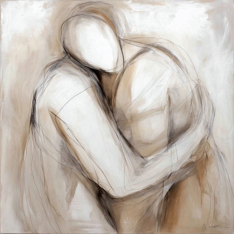 «Neutral Embrace Study II», art mural moderne sur toile abstraite, 30 po L x 30 po H x 1,5 po P