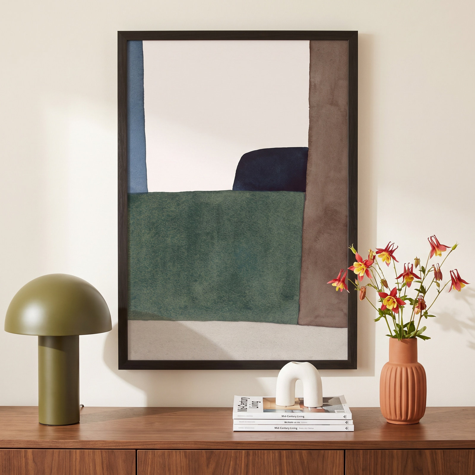 Divided "Distant Forest" Painting, 14" W x 20" H, Black