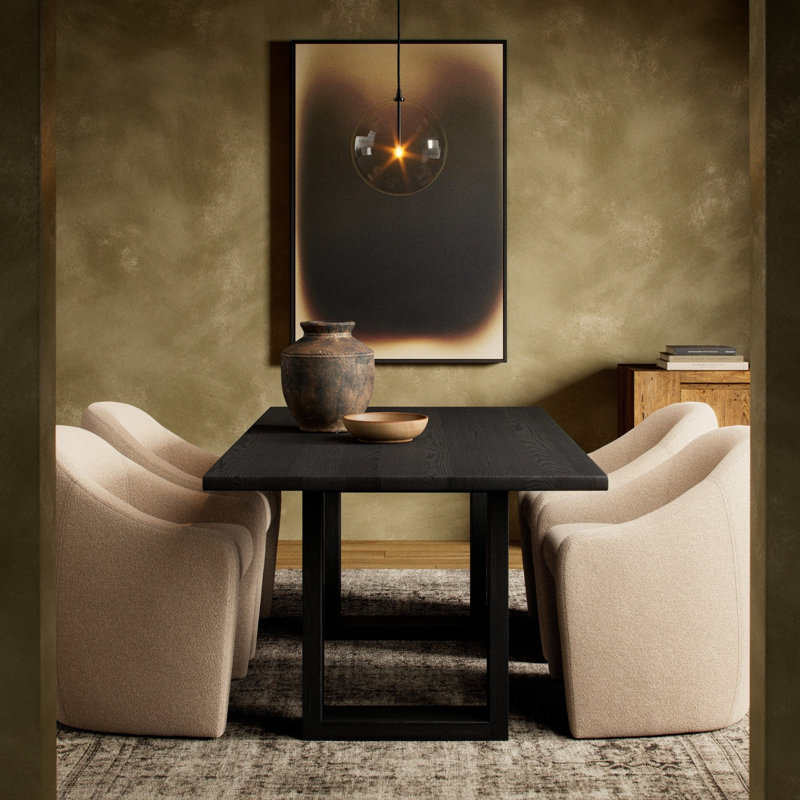 Carmel Solid Wood Dining Table, Black Wash