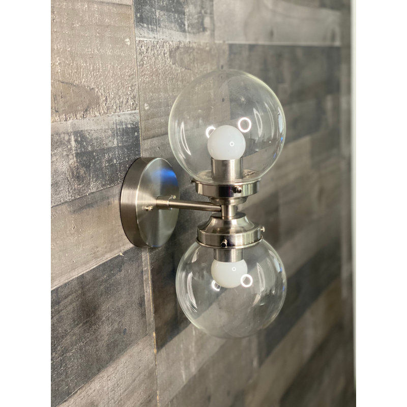 Rada Armed Sconce, Brushed Nickel, Clear