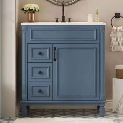Meuble-lavabo avec lavabo en céramique, armoire avec 2 tiroirs et tablette réglable