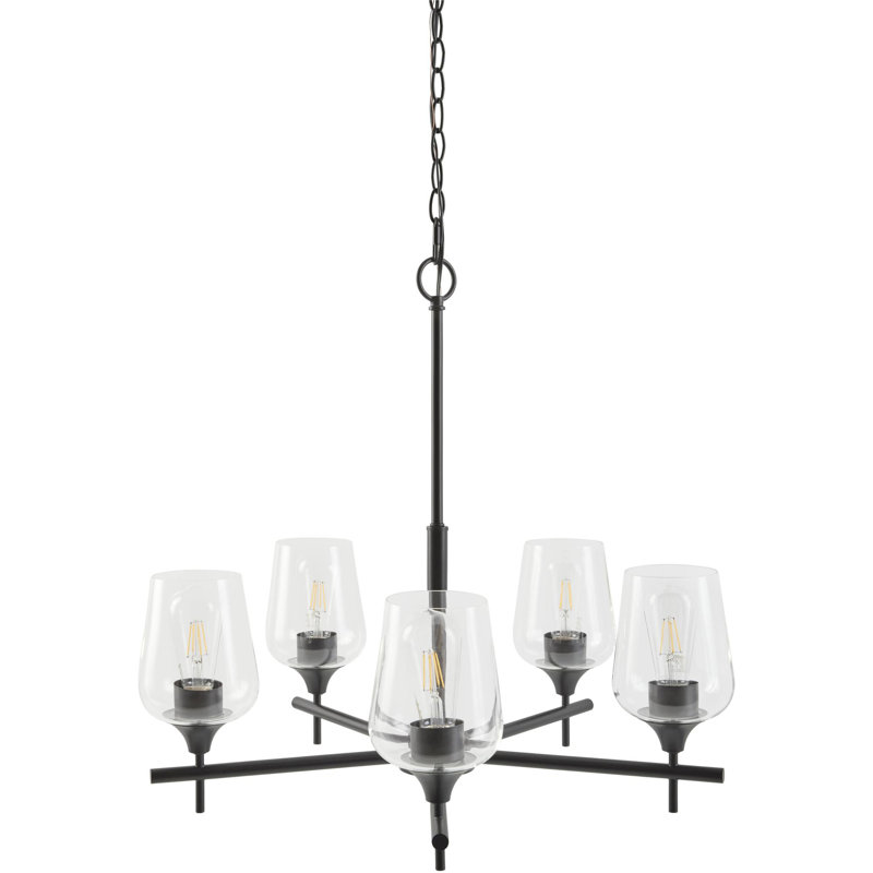 Kohn Chandelier, Clear, Matte Black