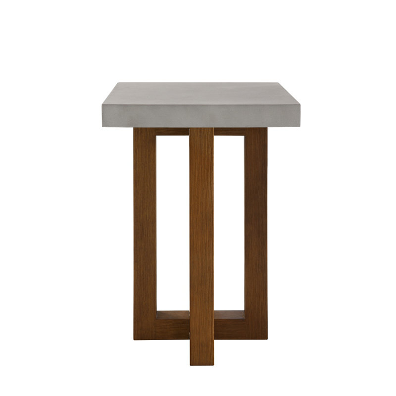 Table de bout en faux béton et finition noyer