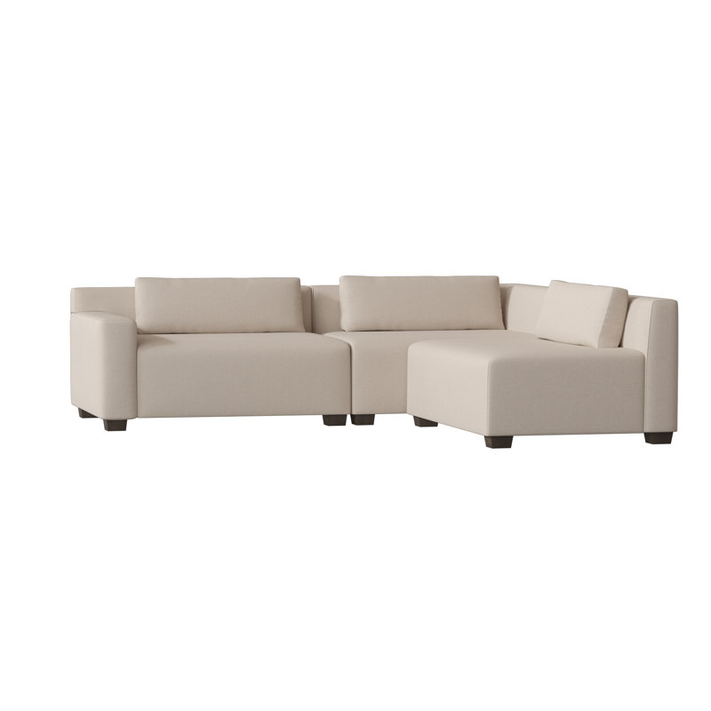 Alisa Upholstered L-Shaped Sectional Right Hand Facing, Wismar Burlap, Brown Mahogany