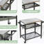 Table de barbecue d'extérieur à 3 tablettes, chariot de barbecue avec roulettes, four à pizza d'extérieur et table de préparation des aliments