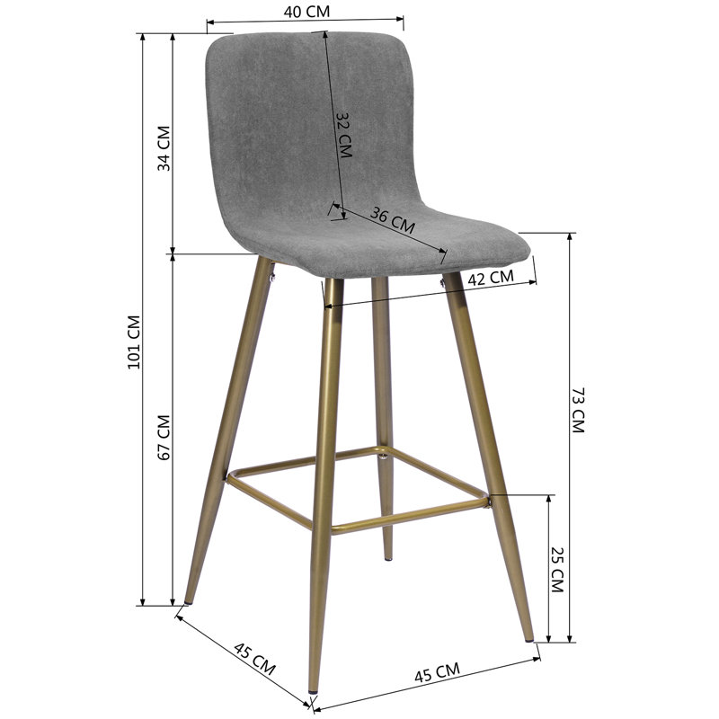 Frye Upholstered Counter Stool with Metal Frame, Dark Grey