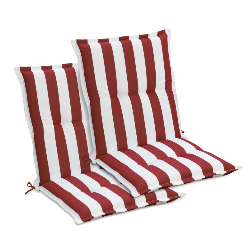  Outdoor Tufted Chair Cushions Set of 2, 39 x 20 x 2.4 Inch, Red , 19.7" W x 18.5" D