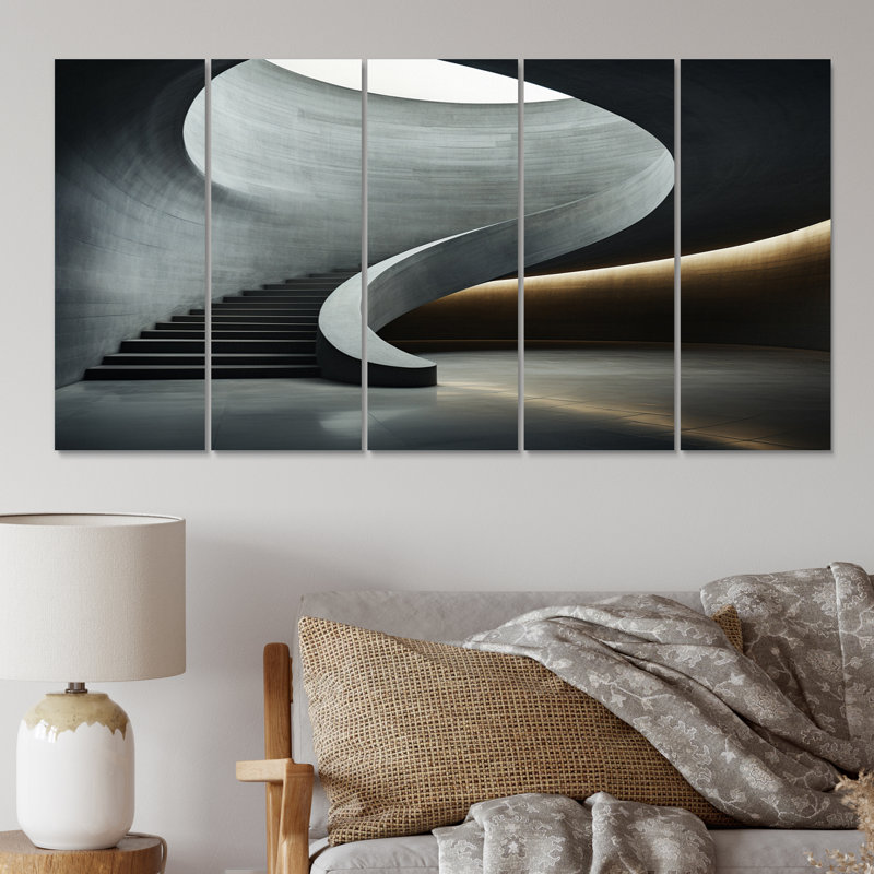 Béton sur toile subtile II - reproduction d'art sur toile - 5 panneaux égaux