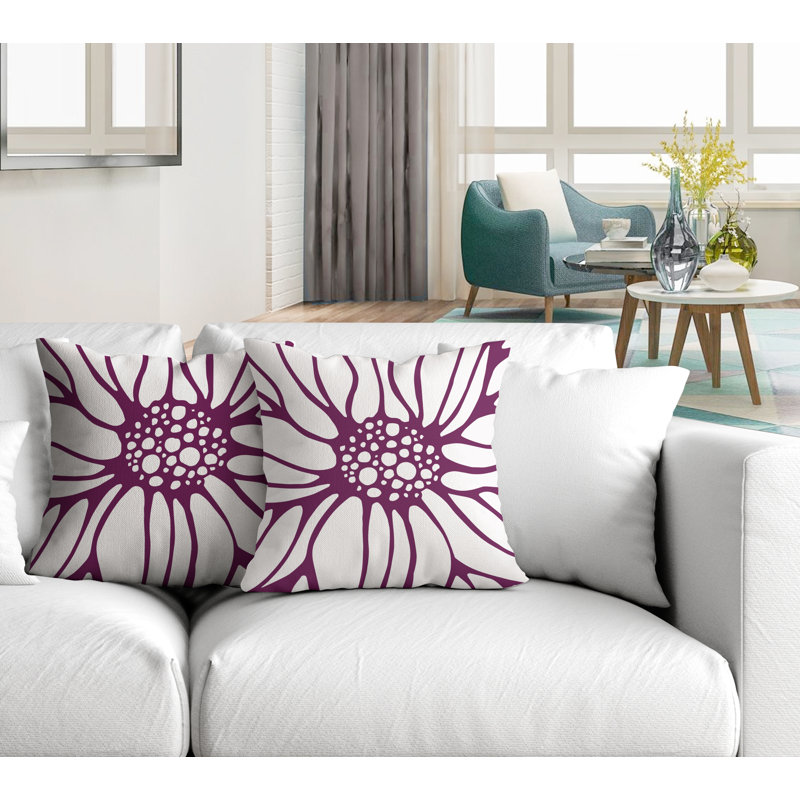 Housse et insert de coussin décoratif intérieur / extérieur en mélange de polyester, L 15 po x H 15 po, Mauve