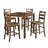 5 Piece Square Counter Height Dining Set With Slat Back Chair In Walnut