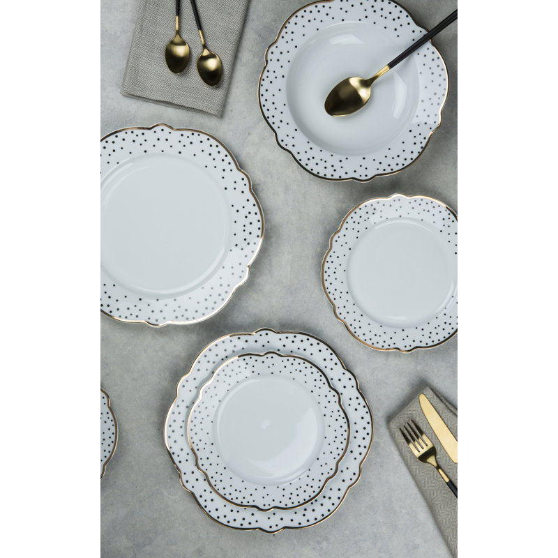 12pc Dotty Flower Shape Dinner Set