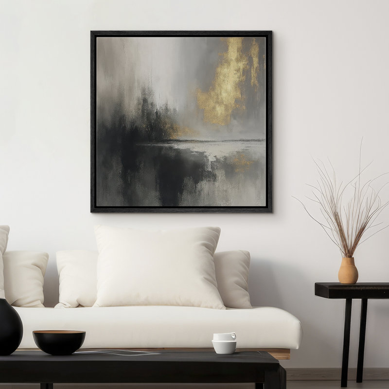 Reproduction d'art encadrée sur toile pour décor moderne neutre, Noir, H 16 po x l 16 po
