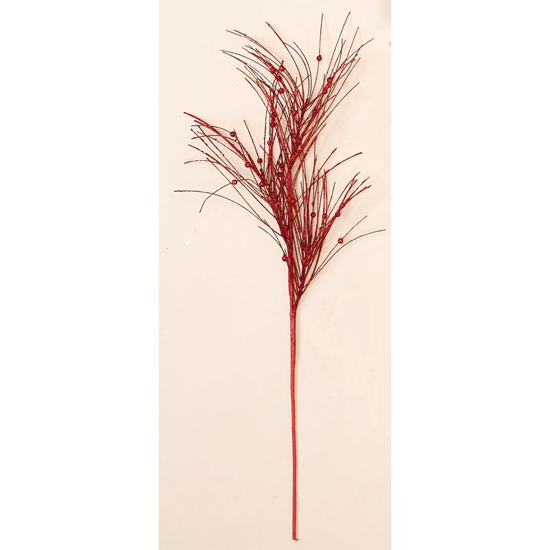 28" Artificial Glitter Pine Christmas Spray, Red