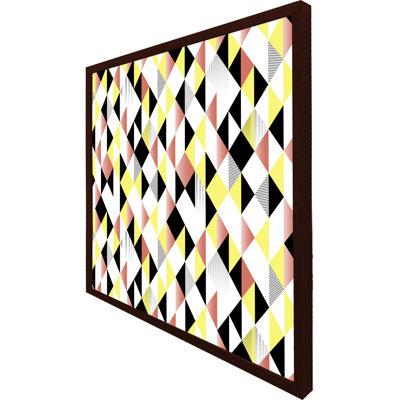 Arved Yellow, Pink & Black Geometric Pattern 1 Piece Single Picture Frame Wall Art