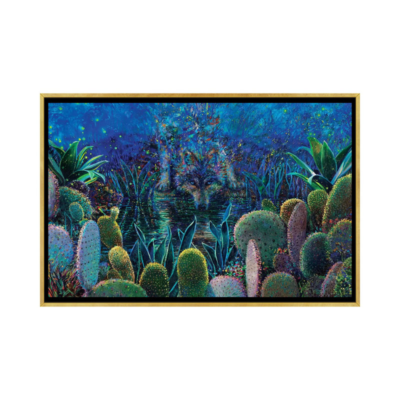 "Lobo Sirocco" par Iris Scott, reproduction d’art, H 40 po x l 60 po x 1,5 po, Toile encadrée d'or, Pas de tapis