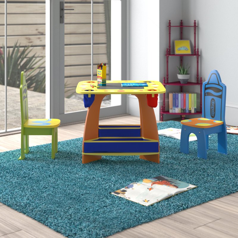 Crayola Kids Yellow and Orange Wooden Arts and Crafts Table Set