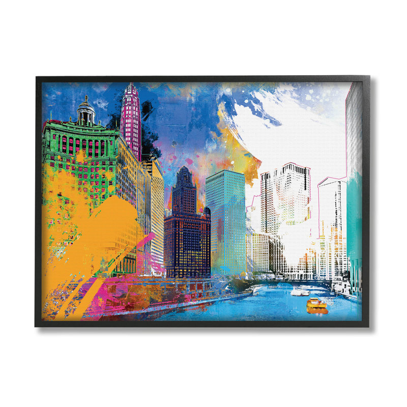 "Urban City Buildings", estampe numérique par Porter Hastings, H 16 po x l 20 po x P 1,5 po