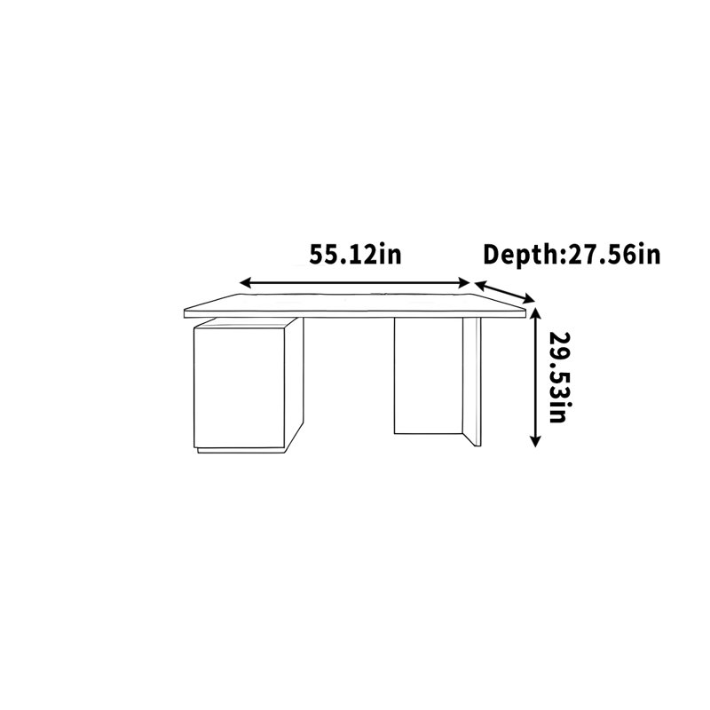 Simple bureau en bois massif et armoire en cuir, H 29,53 po x l 55,12 po x P 27,56 po