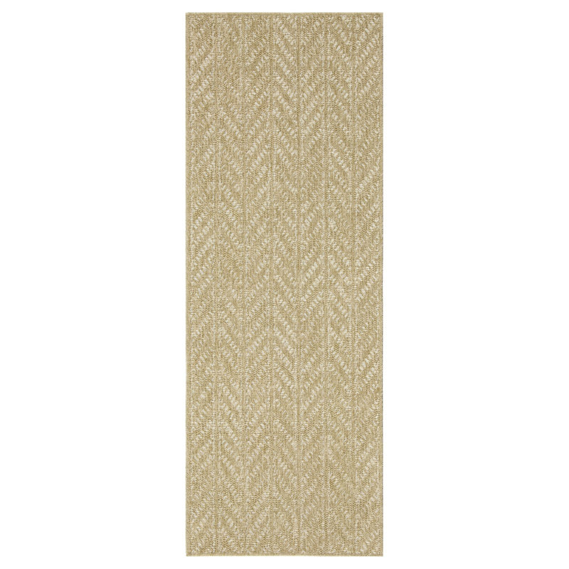 Tapis en polypropylène pour partout, 31 po x 87 po, teinté, naturel + blanc, idéal pour l'intérieur et l'extérieur, tapis pour animaux de compagnie, tissage à plat et extérieur, design moderne, animal de compagnie, facile à nettoyer