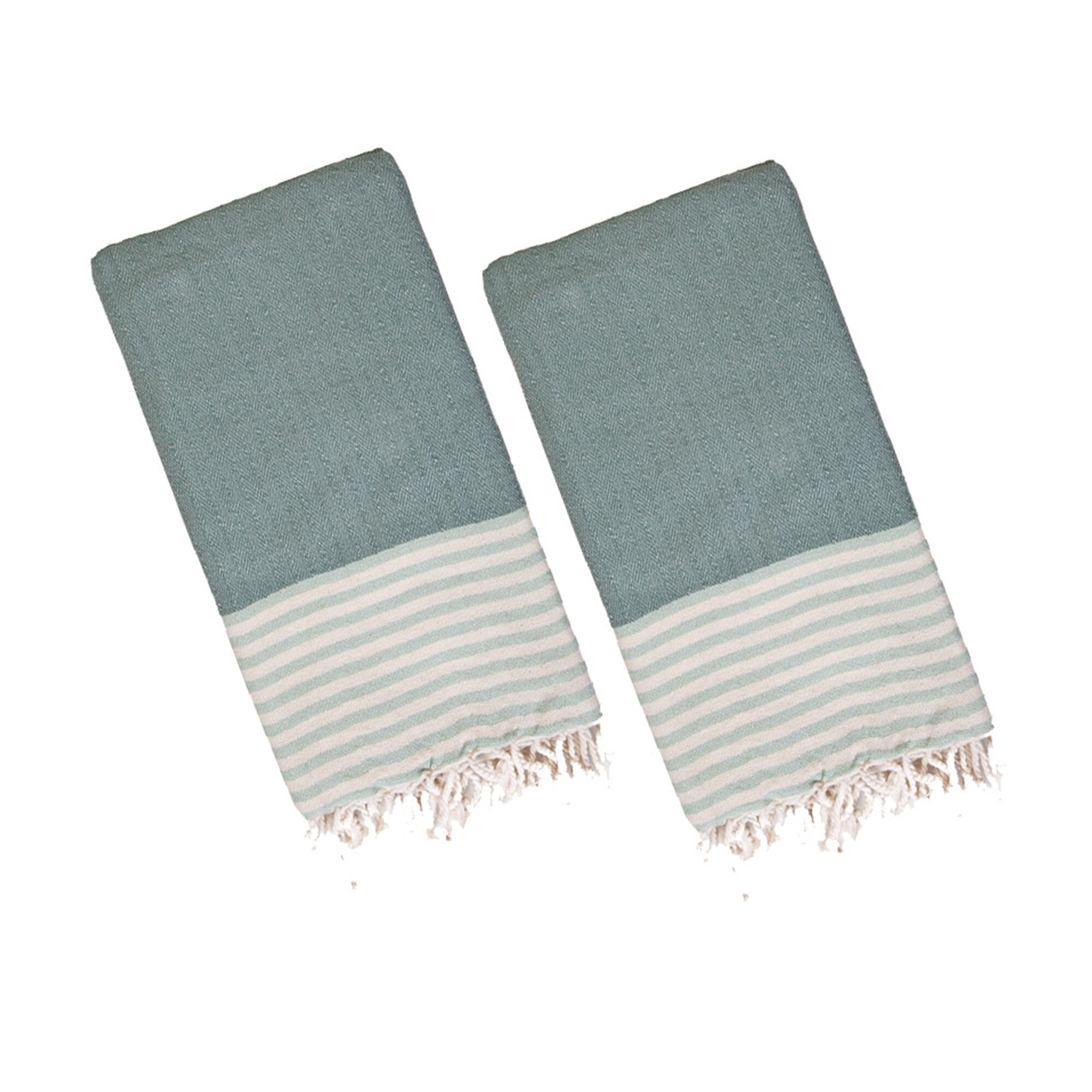 Ripples Linen Turkish Towel / Throw, Green