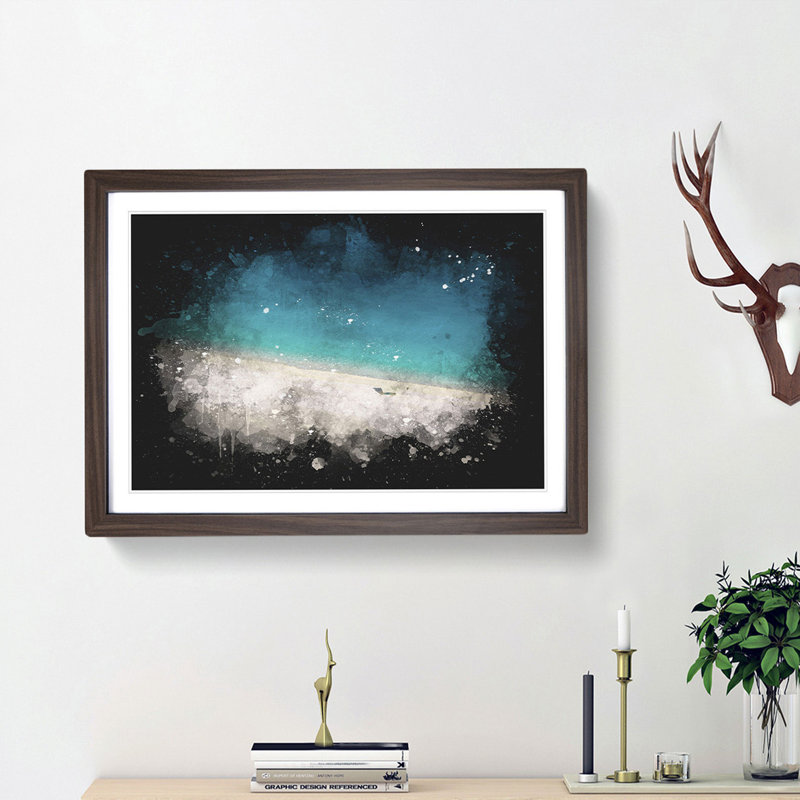Turquoise Beach in Kefalonia Greece - Picture Frame Graphic Art Print on MDF, 33cm H x 45cm W x 2cm D, Walnut Framed