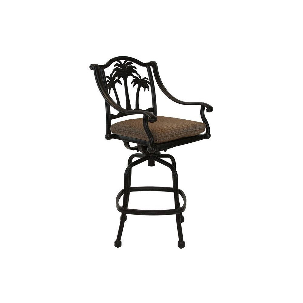 Maccharles Metal Outdoor 30'' Bar Stool with Cushion (Set of 2) Bayou Breeze