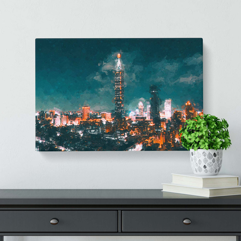 Taipei City Taiwan In Abstract - No Frame Print on Canvas, 60 cm H x 90 cm W