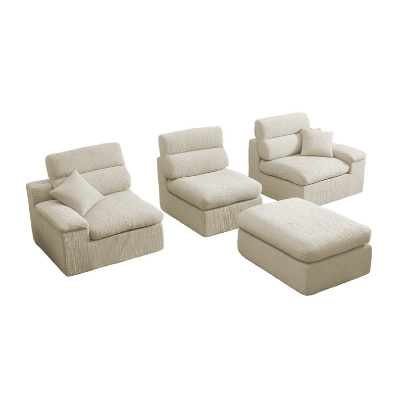 Canapé modulaire moderne en L en chenille moderne, canapé Cloud confortable avec siège profond, canapé-lit à 4 places sans outil pour le salon
