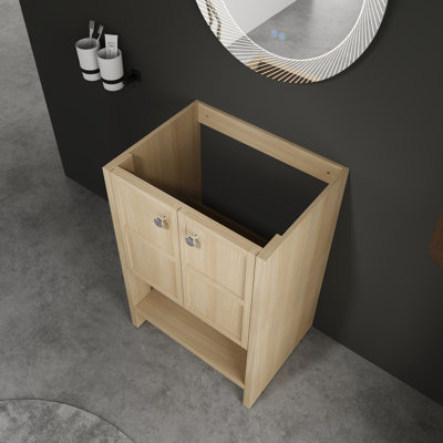 24" Freestanding Vanity, Oak Plywood, 2-Soft Closing Doors - Spacious Bathroom Vanity In Plywood Stylish Addition