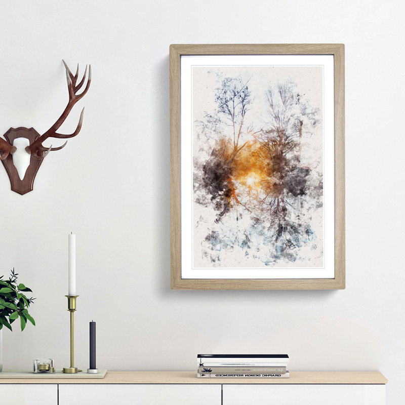 Trees - Picture Frame Graphic Art, 87cm H x 62cm W x 2cm D, Oak Framed