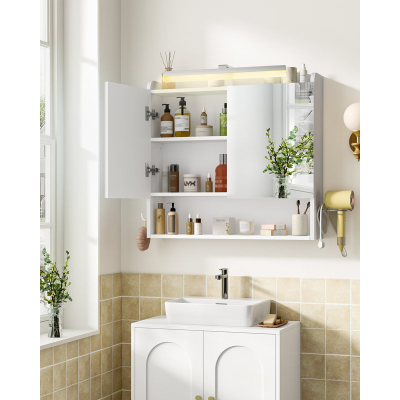 W H Medicine Cabinet Mirror, White