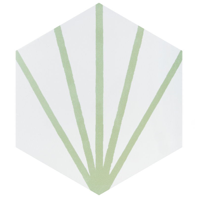 Horizon 7-3/4" x 9" Porcelain Wall & Floor Tile, White/Green