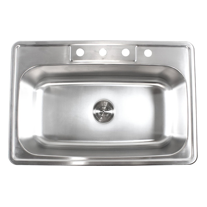 33'' Brushed Stainless Steel Single Bowl Drop-In Kitchen Sink
