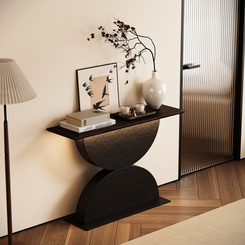 Console de 47 po en bois à texture martelée 47 po avec DEL, parfaite pour un décor de salon contemporain, une utilisation multi-scène, une installation rapide et des outils