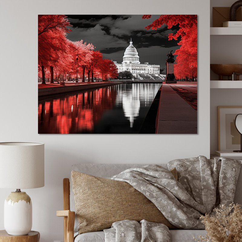 Monochromes de Washington DC, art mural grand Washington, H 16 po x l 32 po x P 1 po, Toile tendue