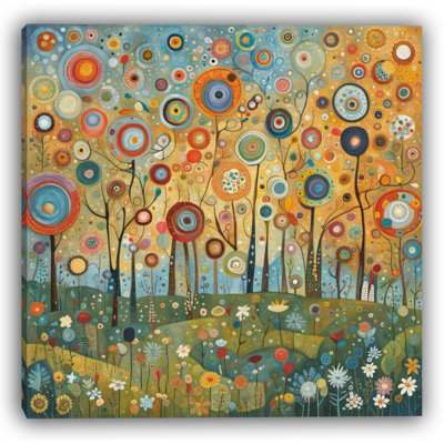 Circle Bloom Fantasy - Wrapped Canvas Print