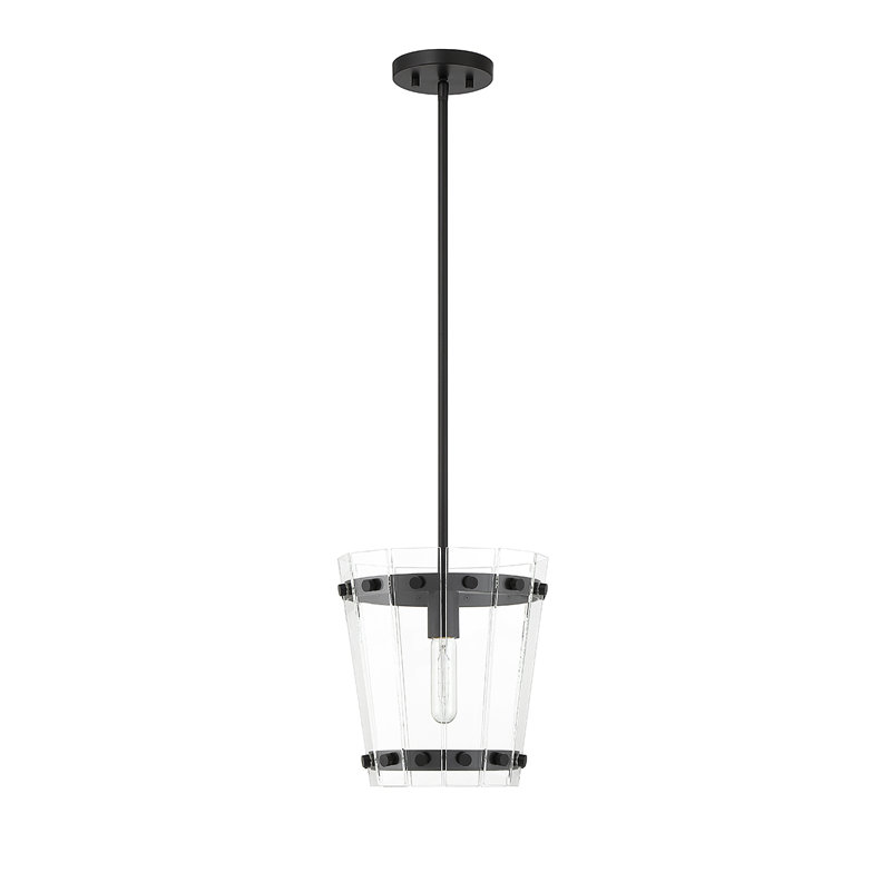 Luminaire suspendu cylindrique à 1 lumière Brylea, Noir mat