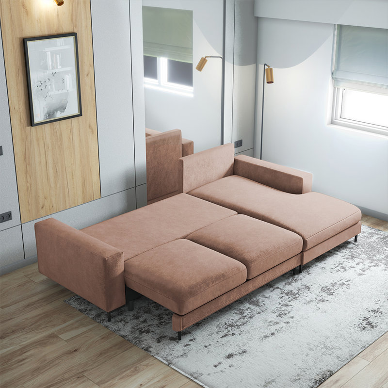 Benites 3 Seater Sofa Bed with Storage, Emerald Green, Right Hand Facing
