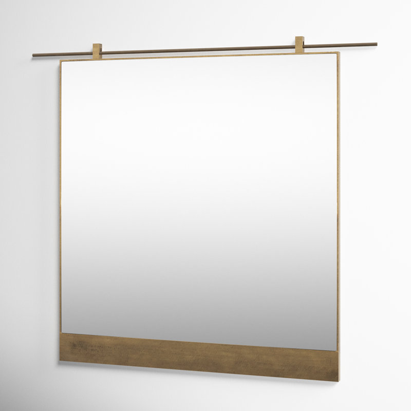 Hutton Metal Flat Wall Mirror, 45" x 50", Antiqued Iron