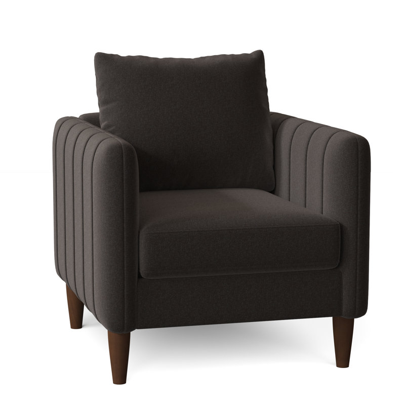 Fauteuil en polyester de 33 po de largeur Kaveen, Espresso, Étain Giovanna