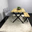 Brown Wooden Dining Table with 2 Grey Velvet Chairs and Bench - Dining Kitchen Room Furniture
