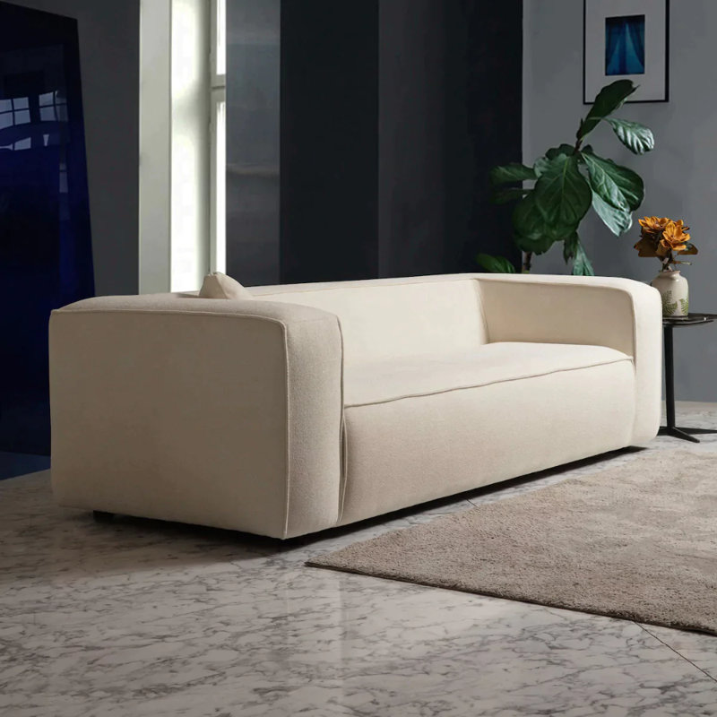 Bettie 92" Square Arm Boucle Sofa, Cream Boucle