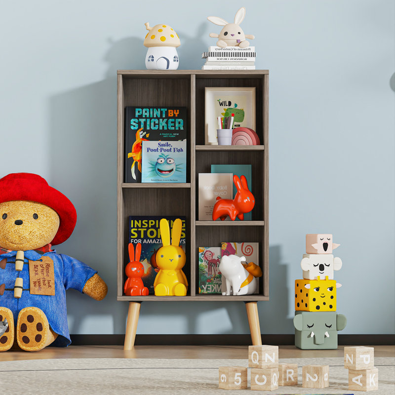 Adisyn No Subject Bookcase, Stone Gray, 36.5" H x 19.7" W x 9.4" D